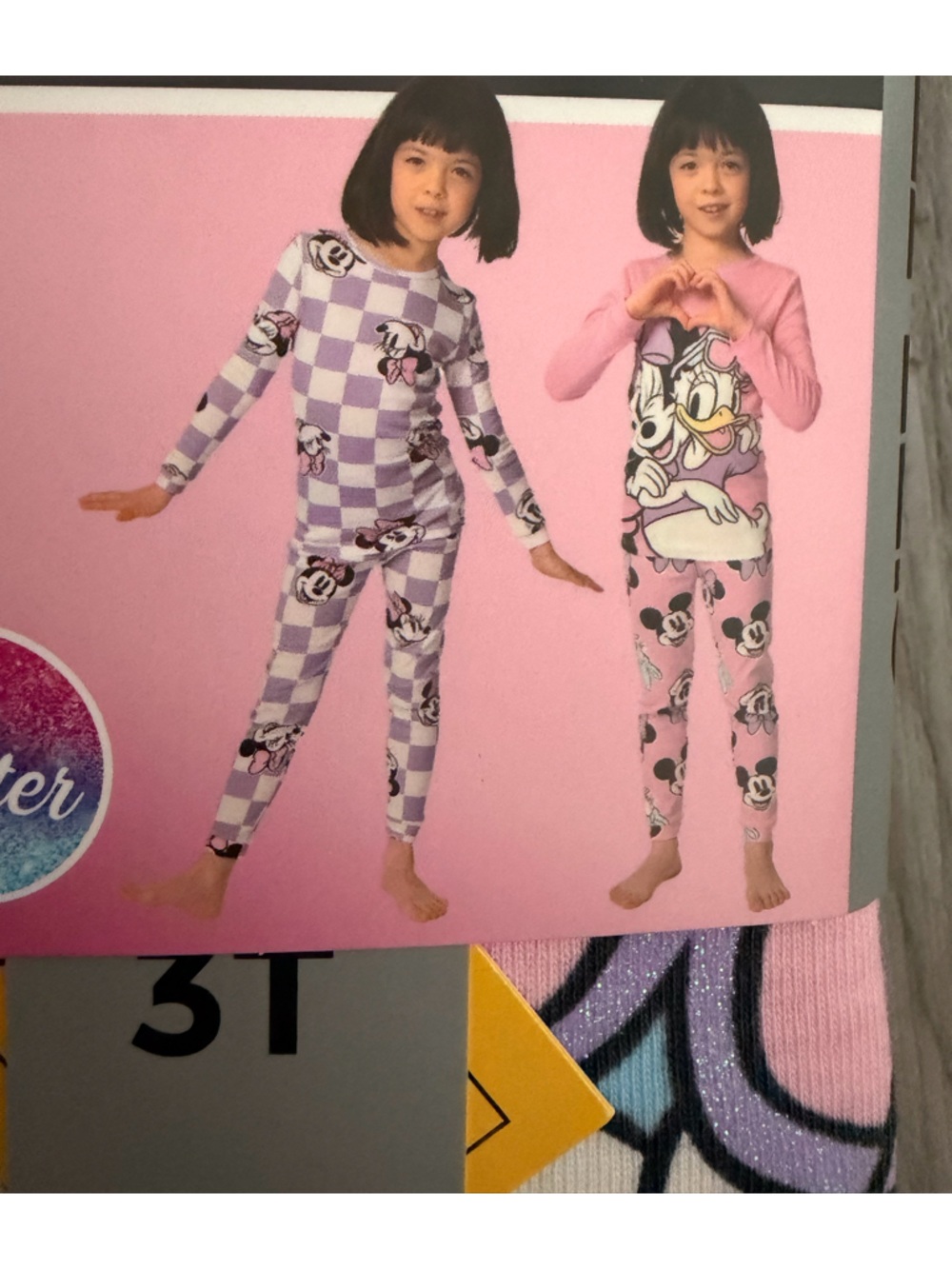 Disney Lavender & Pink Minnie Mouse Girls One-Piece Footed Pajamas 100% COTTON